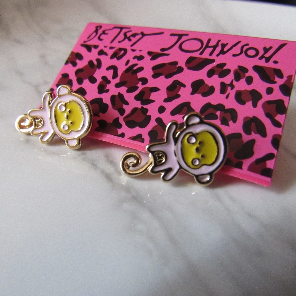 Betsey Johnson Pink Little Monkey Earrings